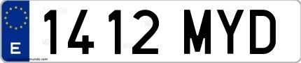 Ejemplo de matrícula española 1412 MYD