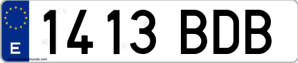 Ejemplo de matrícula de coche ordinaria 1413 BDB