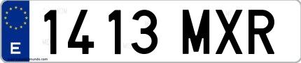 Ejemplo de matrícula española 1413 MXR