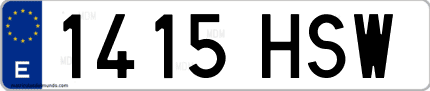 Ejemplo de matrícula de coche ordinaria 1415 HSW