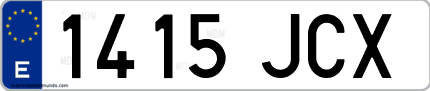 Ejemplo de matrícula de coche ordinaria 1415 JCX