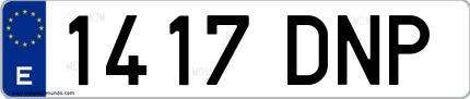 Ejemplo de matrícula española 1417 DNP