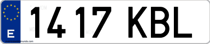 Ejemplo de matrícula de coche ordinaria 1417 KBL