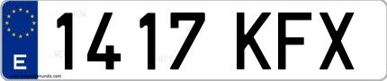 Ejemplo de matrícula española 1417 KFX