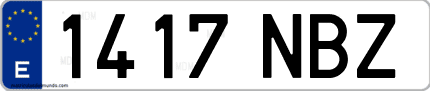 Ejemplo de matrícula de coche ordinaria 1417 NBZ