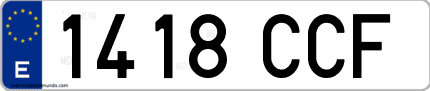 Ejemplo de matrícula de coche ordinaria 1418 CCF