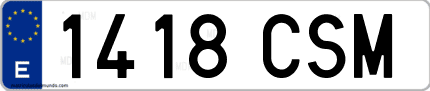 Ejemplo de matrícula de coche ordinaria 1418 CSM