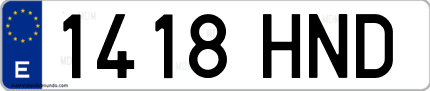 Ejemplo de matrícula de coche ordinaria 1418 HND