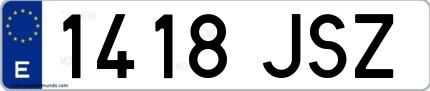 Ejemplo de matrícula española 1418 JSZ