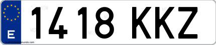 Ejemplo de matrícula española 1418 KKZ