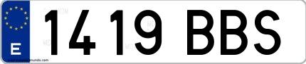 Ejemplo de matrícula española 1419 BBS