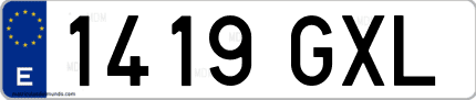 Ejemplo de matrícula de coche ordinaria 1419 GXL