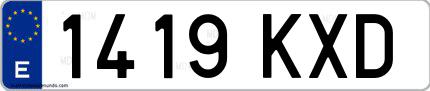 Ejemplo de matrícula española 1419 KXD