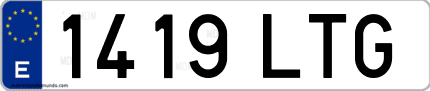 Ejemplo de matrícula de coche ordinaria 1419 LTG