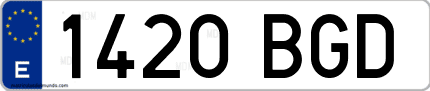 Ejemplo de matrícula de coche ordinaria 1420 BGD
