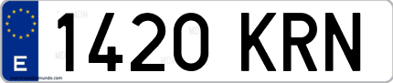 Ejemplo de matrícula de coche ordinaria 1420 KRN