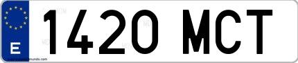 Ejemplo de matrícula española 1420 MCT