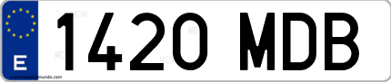 Ejemplo de matrícula de coche ordinaria 1420 MDB