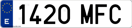 Ejemplo de matrícula de coche ordinaria 1420 MFC
