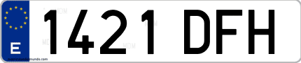 Ejemplo de matrícula de coche ordinaria 1421 DFH