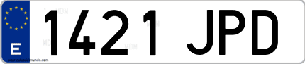 Ejemplo de matrícula de coche ordinaria 1421 JPD