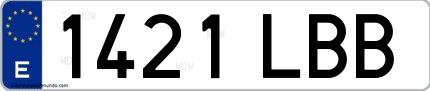 Ejemplo de matrícula española 1421 LBB