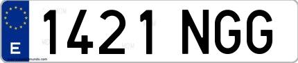 Ejemplo de matrícula española 1421 NGG