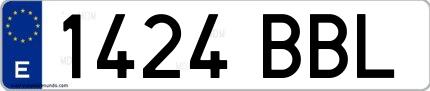 Ejemplo de matrícula española 1424 BBL