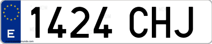 Ejemplo de matrícula de coche ordinaria 1424 CHJ