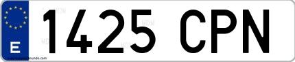 Ejemplo de matrícula española 1425 CPN