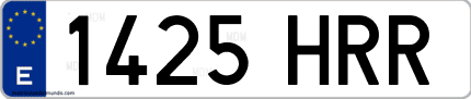 Ejemplo de matrícula de coche ordinaria 1425 HRR