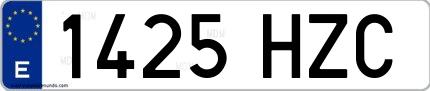 Ejemplo de matrícula española 1425 HZC
