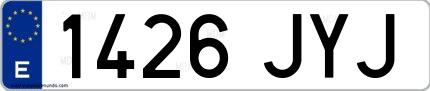 Ejemplo de matrícula española 1426 JYJ