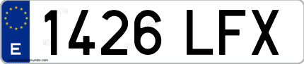 Ejemplo de matrícula de coche ordinaria 1426 LFX