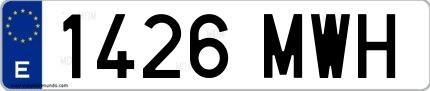 Ejemplo de matrícula española 1426 MWH