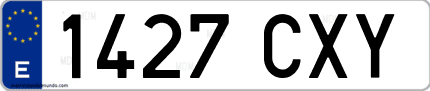 Ejemplo de matrícula de coche ordinaria 1427 CXY
