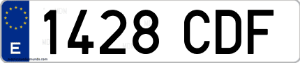 Ejemplo de matrícula de coche ordinaria 1428 CDF