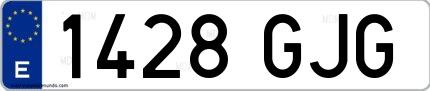 Ejemplo de matrícula española 1428 GJG