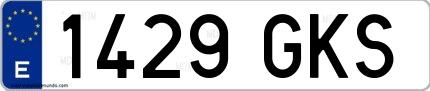 Ejemplo de matrícula española 1429 GKS