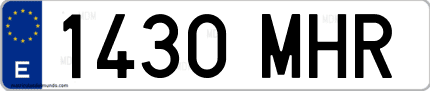Ejemplo de matrícula de coche ordinaria 1430 MHR