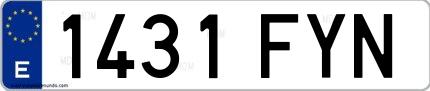 Ejemplo de matrícula española 1431 FYN