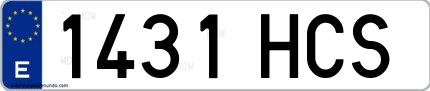 Ejemplo de matrícula de coche ordinaria 1431 HCS