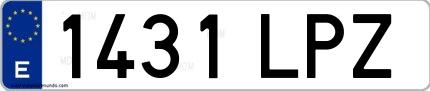 Ejemplo de matrícula española 1431 LPZ