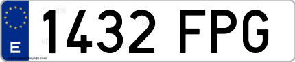 Ejemplo de matrícula de coche ordinaria 1432 FPG