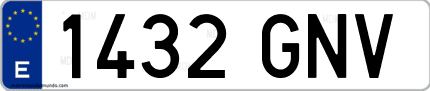 Ejemplo de matrícula de coche ordinaria 1432 GNV