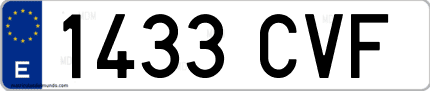 Ejemplo de matrícula de coche ordinaria 1433 CVF
