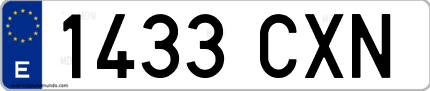 Ejemplo de matrícula de coche ordinaria 1433 CXN