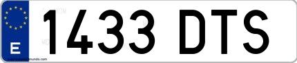 Ejemplo de matrícula española 1433 DTS