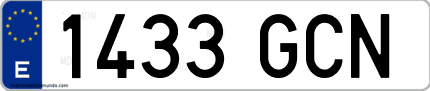 Ejemplo de matrícula de coche ordinaria 1433 GCN