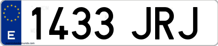Ejemplo de matrícula de coche ordinaria 1433 JRJ
